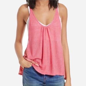 🌸New🌸 Free People Pink Textured Scoop Neck Top M